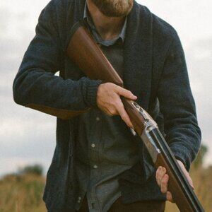 BALL & BUCK MEN'S 100% LAMBSWOOL SHAWL COLLAR CARDIGAN Sz-L